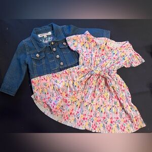 Nannette Pink Floral Dress with Denim Jacket